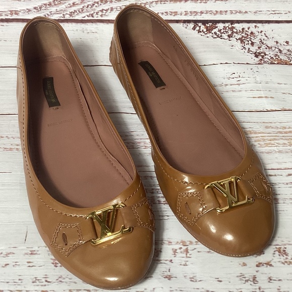 Louis Vuitton Patent Oxford Ballerina Flats Rose Velours Size 40 (US 10) - Picture 1 of 7